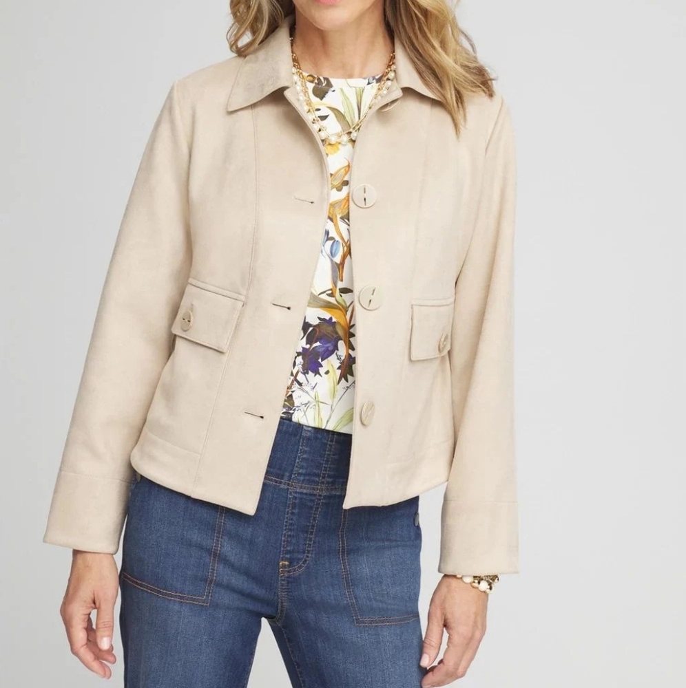 NWT Chico's Women's Cropped White Peppercorn Jacket